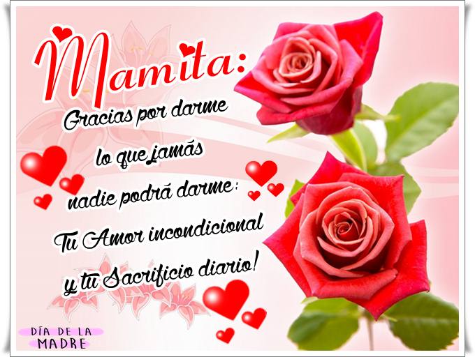 tarjetas con dos rosas y corazones rojos para mamá